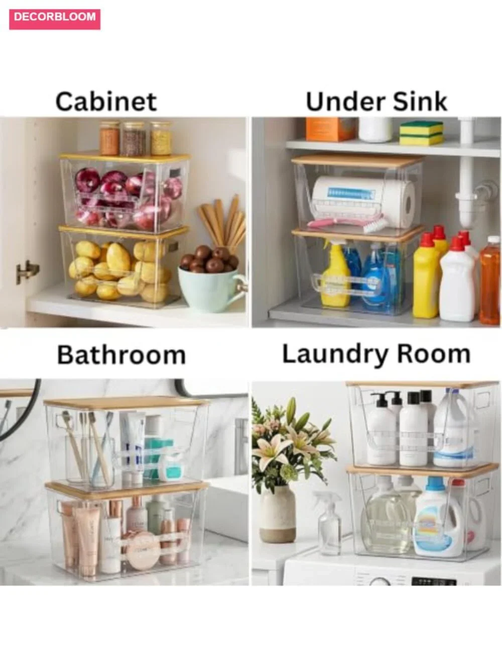 2 Set Pantry Organizers Under Sink Trash Bag Holder Stackable Pantry Storage
